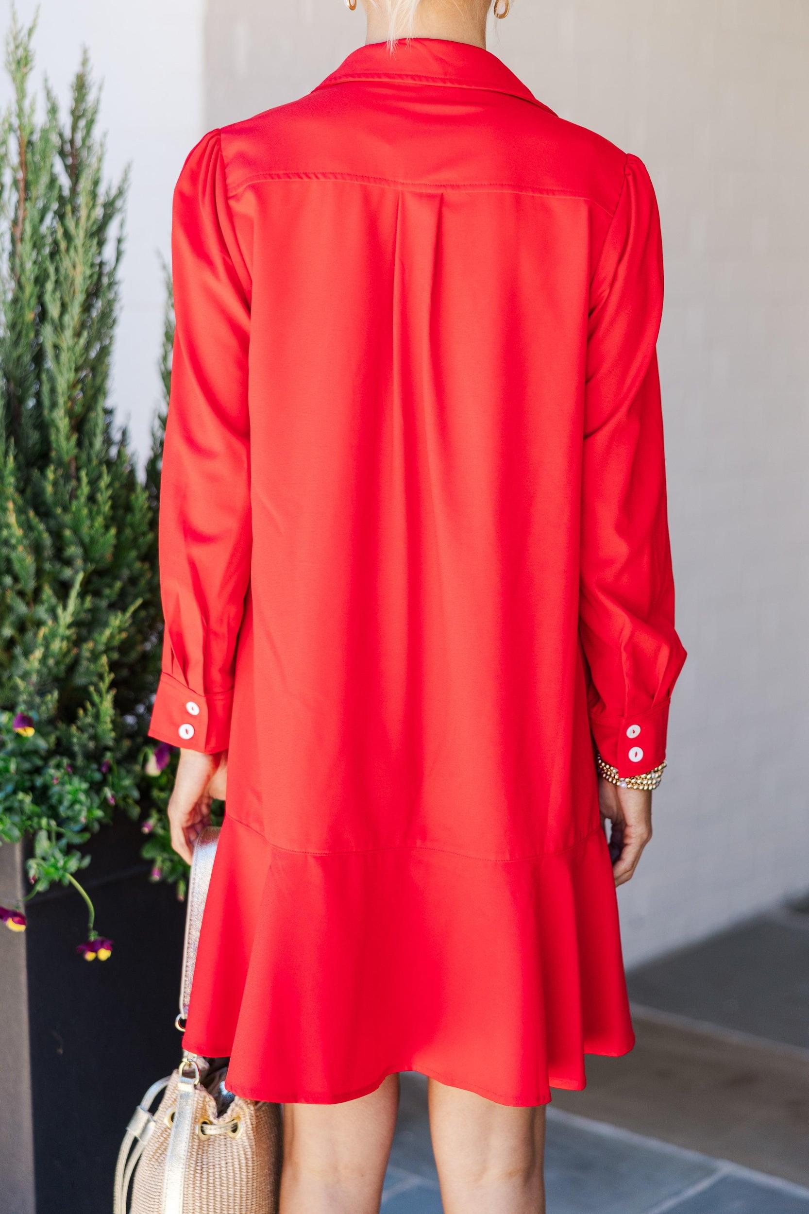 Share Your Story Red Shirt Dress Female Product Image