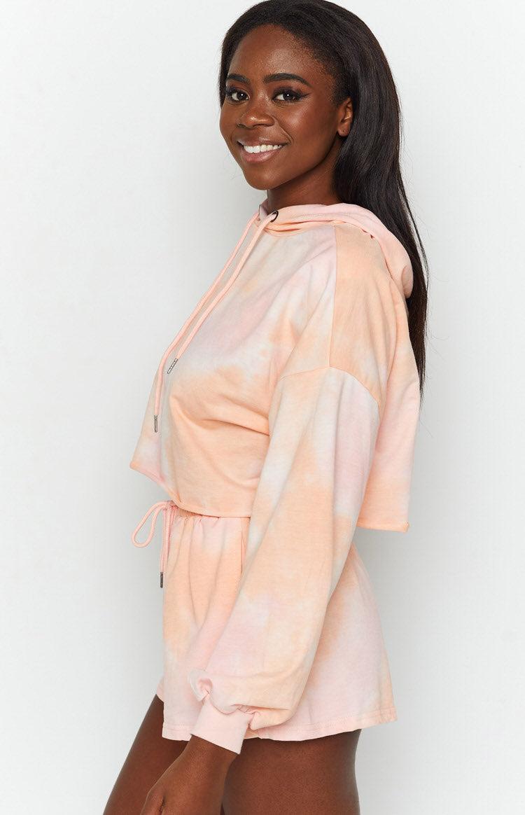 No Halo Raw Hoodie Pink Tie Dye Product Image