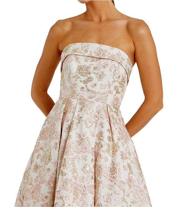 Mac Duggal Strapless Floral Brocade Fit & Flare Midi Dress Product Image