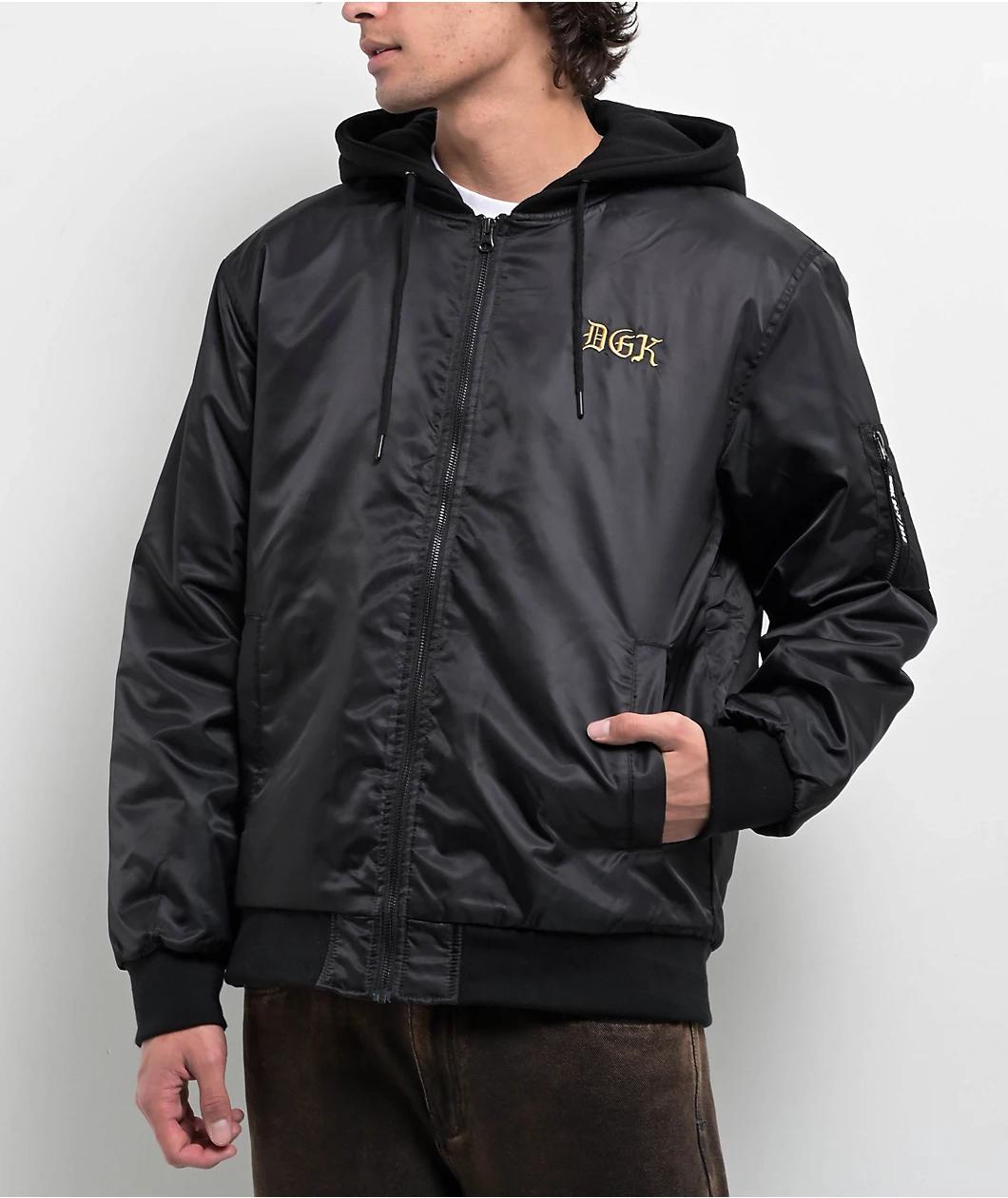 DGK Guerrero Black Hooded Bomber Jacket Product Image