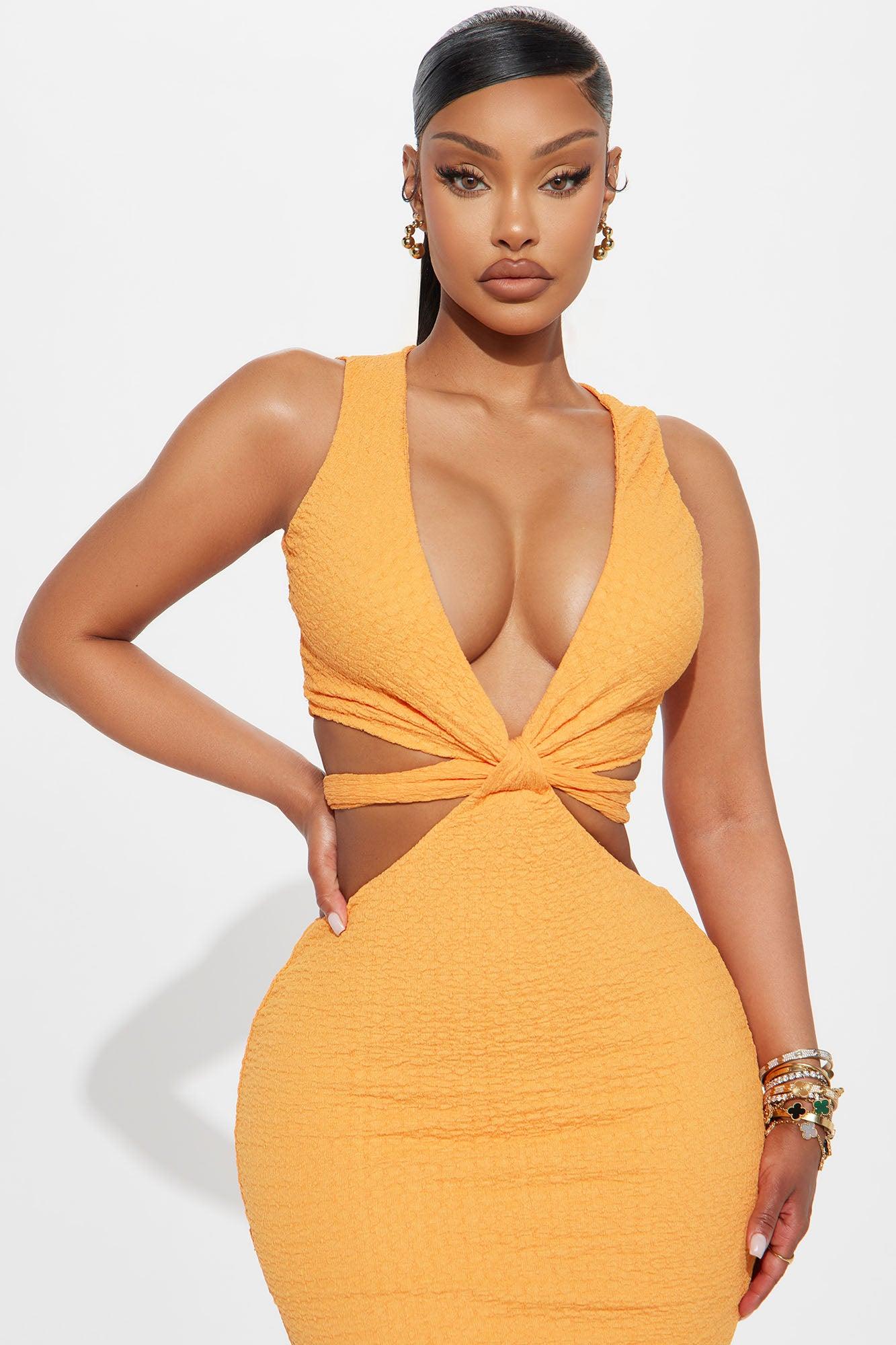 Sheila Textured Maxi Dress - Orange Product Image