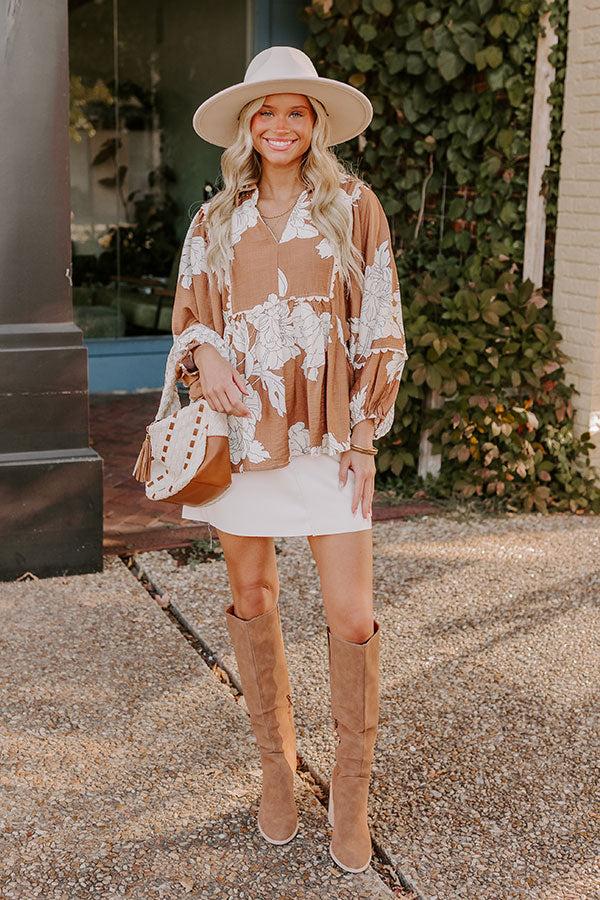 Always In Style Floral Top in Camel Product Image