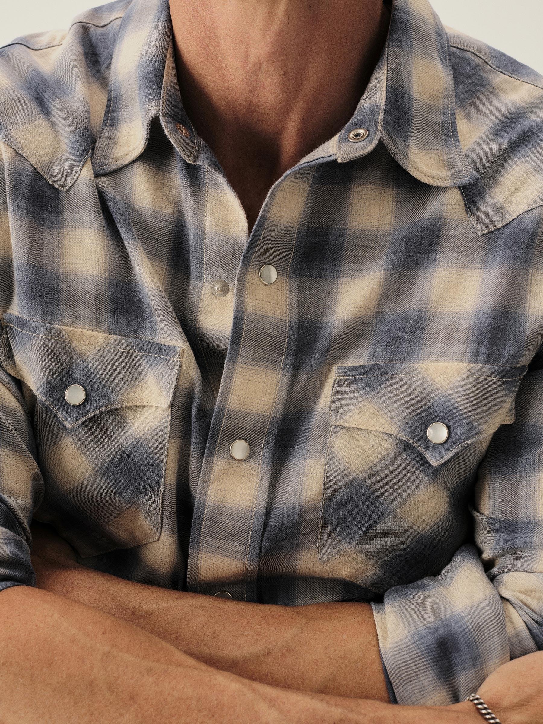 Blue Plaid Ombre Palomino Western Shirt Product Image