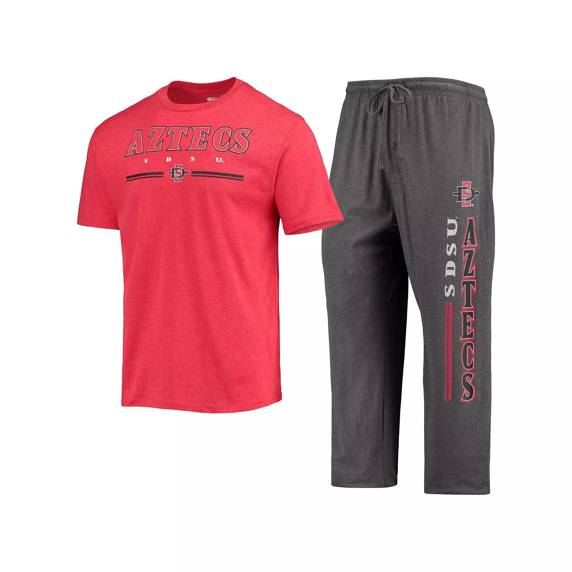 Men's Concepts Sport Heathered Charcoal/Cardinal San Diego State Aztecs Meter T-Shirt & Pants Sleep Set, Size: Medium, Sds Charco Product Image