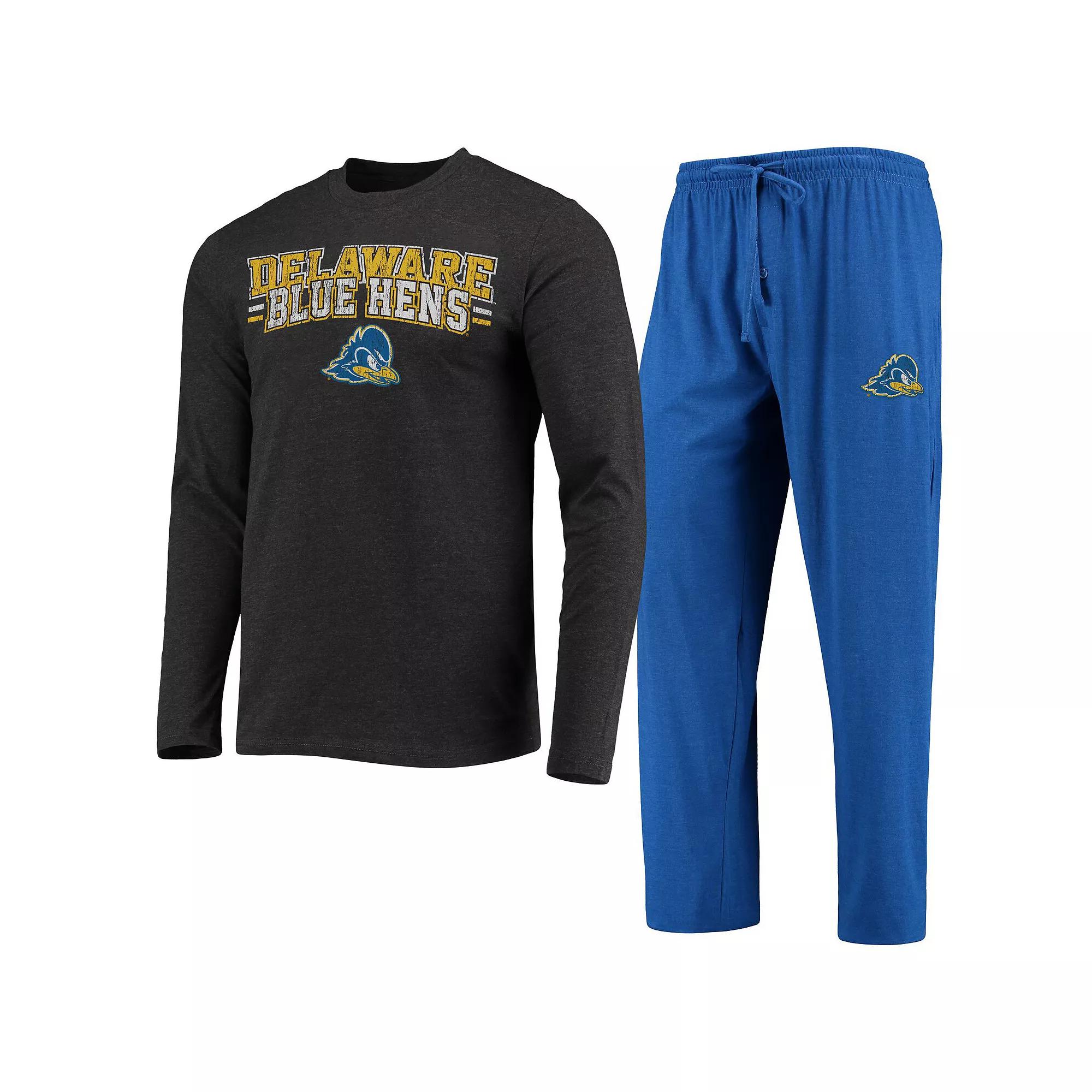 Men's Concepts Sport Royal/Heathered Charcoal Delaware Fightin' Blue Hens Meter Long Sleeve T-Shirt & Pants Sleep Set,  Product Image