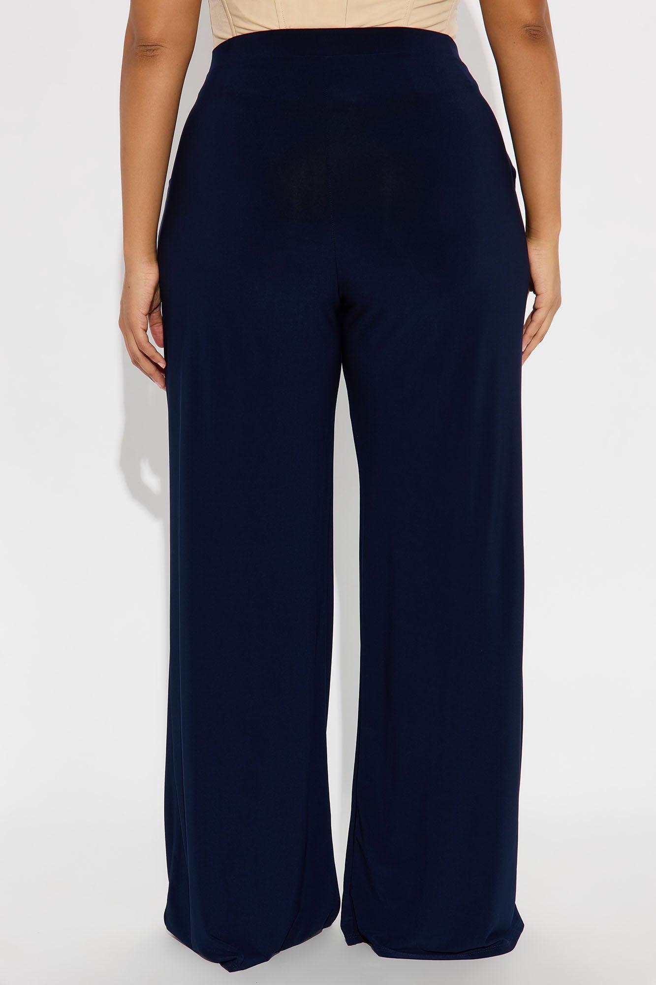 Promise Me Low Rise Wide Leg Travel Pant 33 - Navy Female Product Image