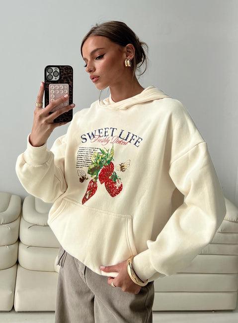 Sweet Life Graphic Sweater Cream Product Image