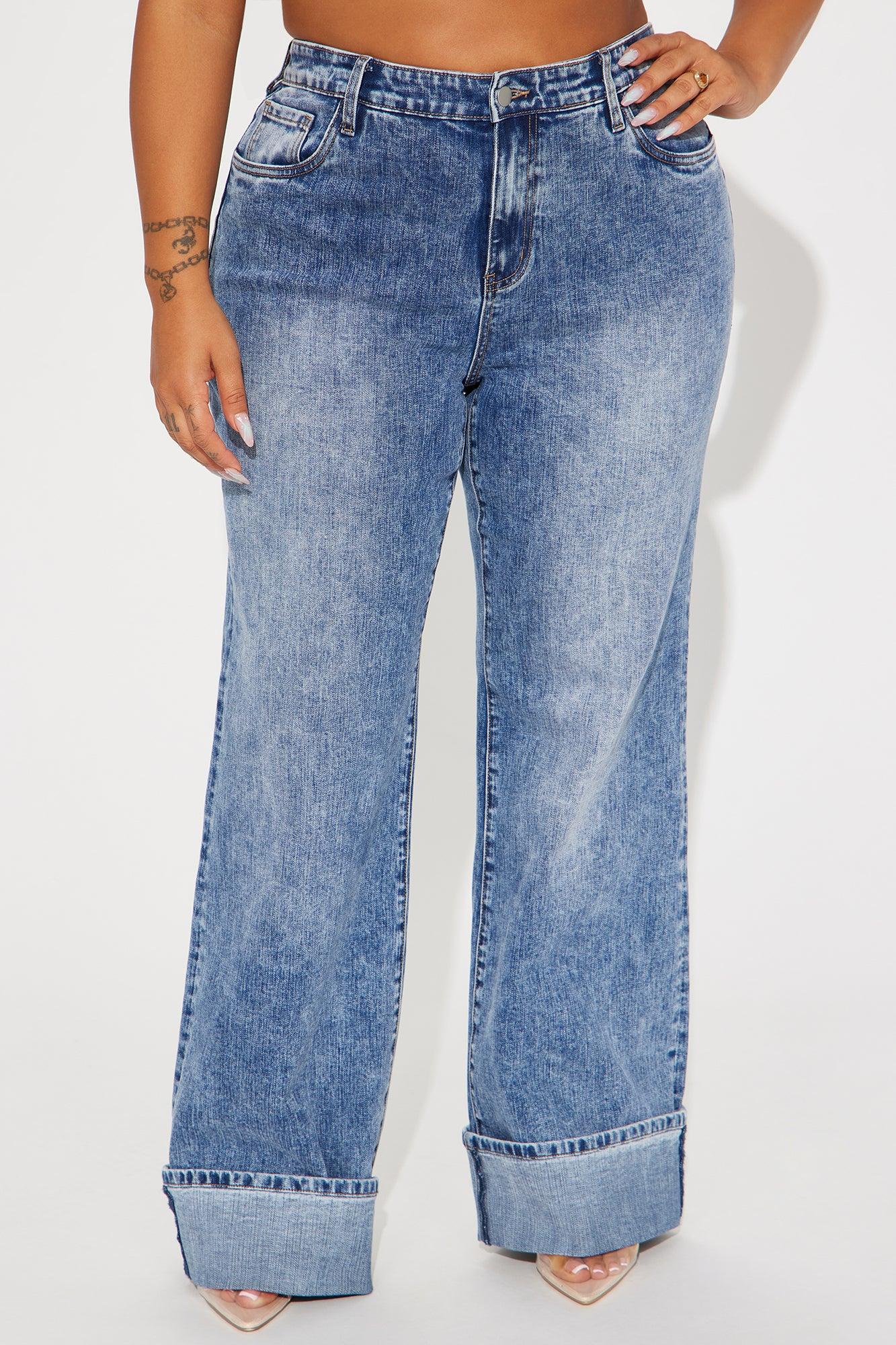 On My Radar Cuffed Wide Leg Jeans - Medium Wash Product Image