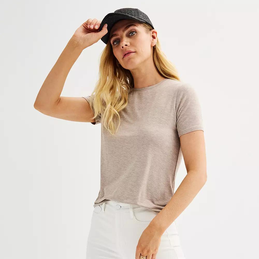 Women's Nine West Essential Crewneck Tee, Size: Medium, Canoe Grey Product Image