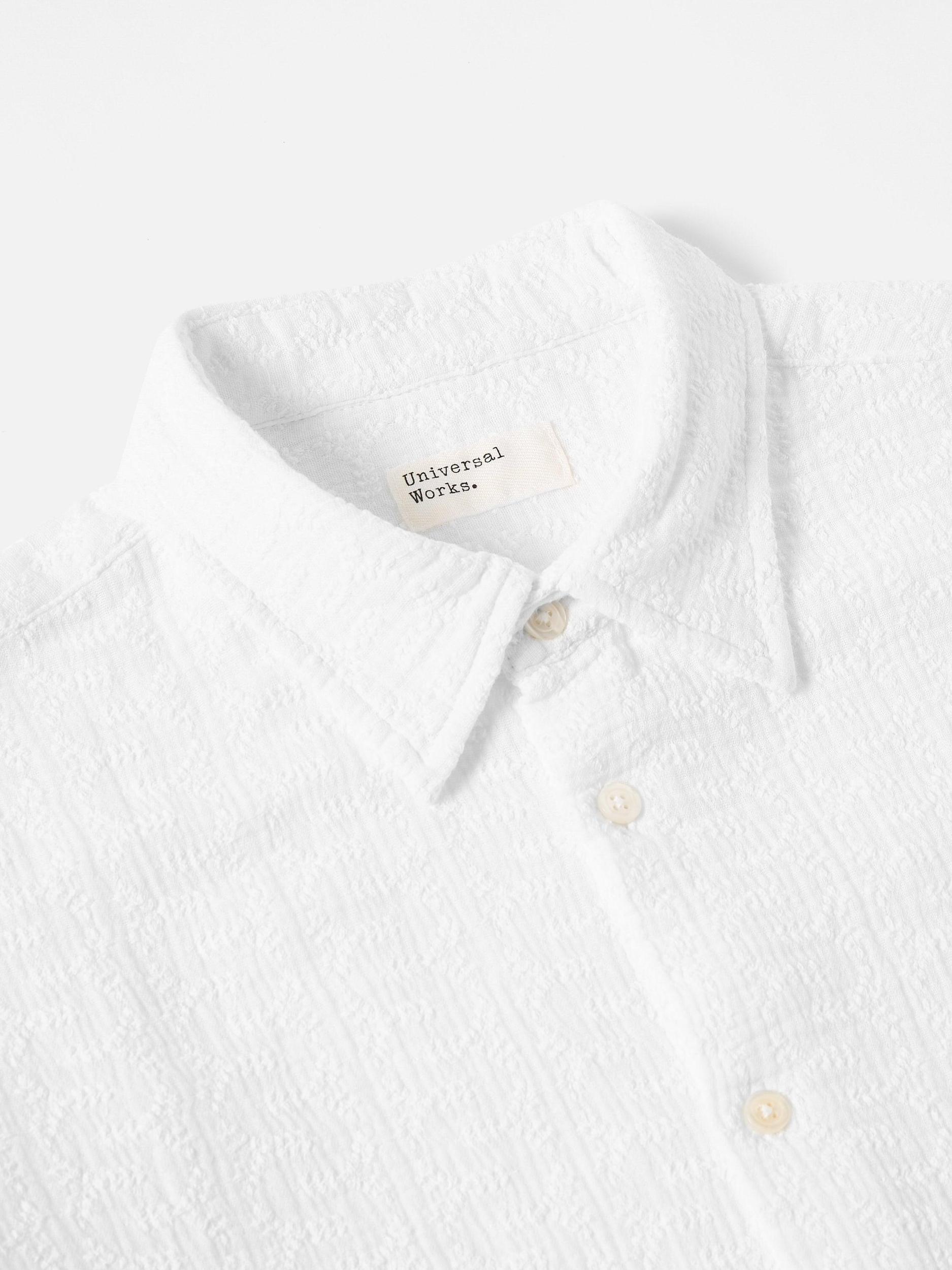 Universal Works Square Pocket Shirt in White Bobble Cotton Product Image