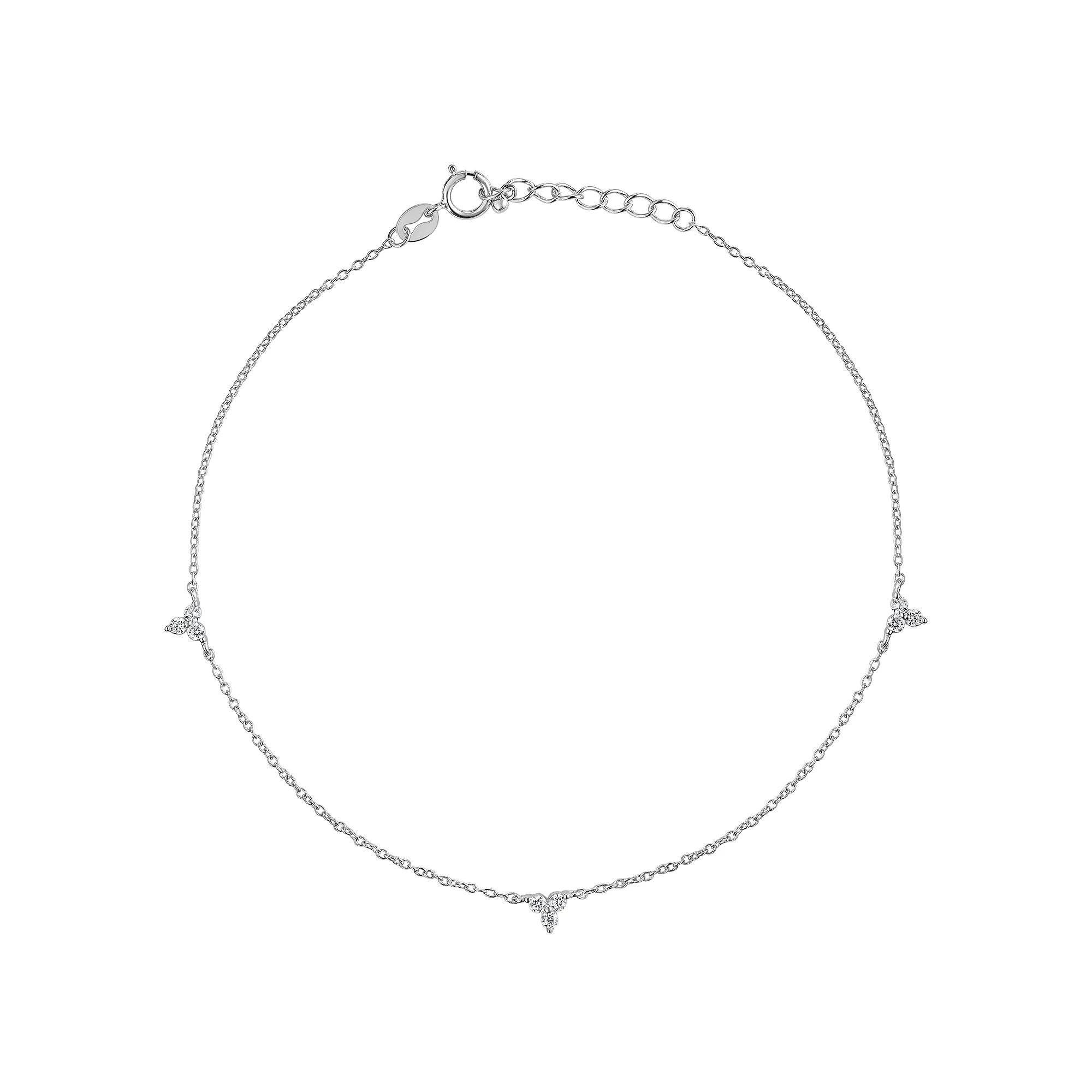 PRIMROSE Sterling Silver Cubic Zirconia Station Anklet, Women's, Size: 9" Product Image