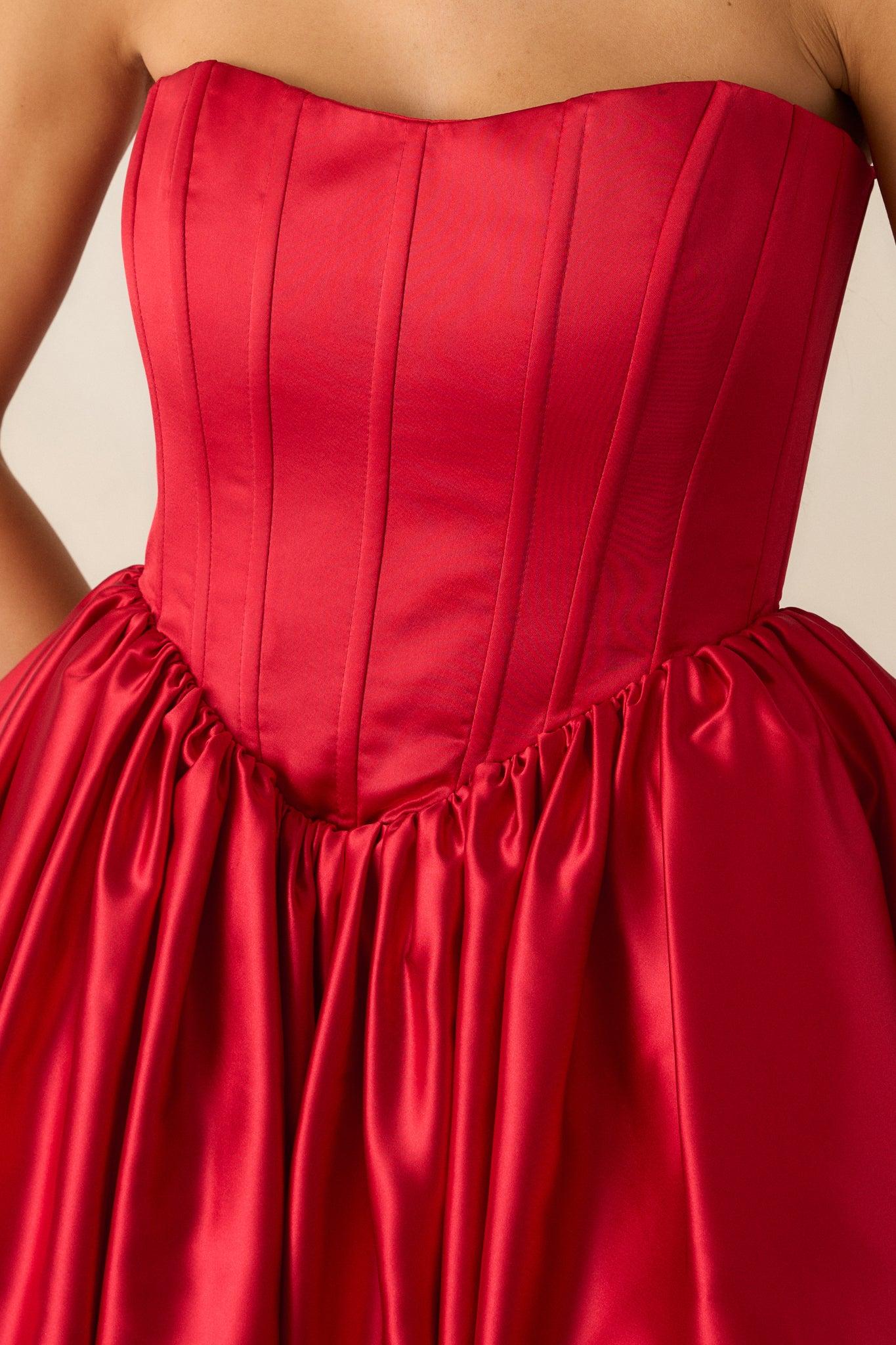 Love Letters Red Corset Bubble Mini Dress Product Image