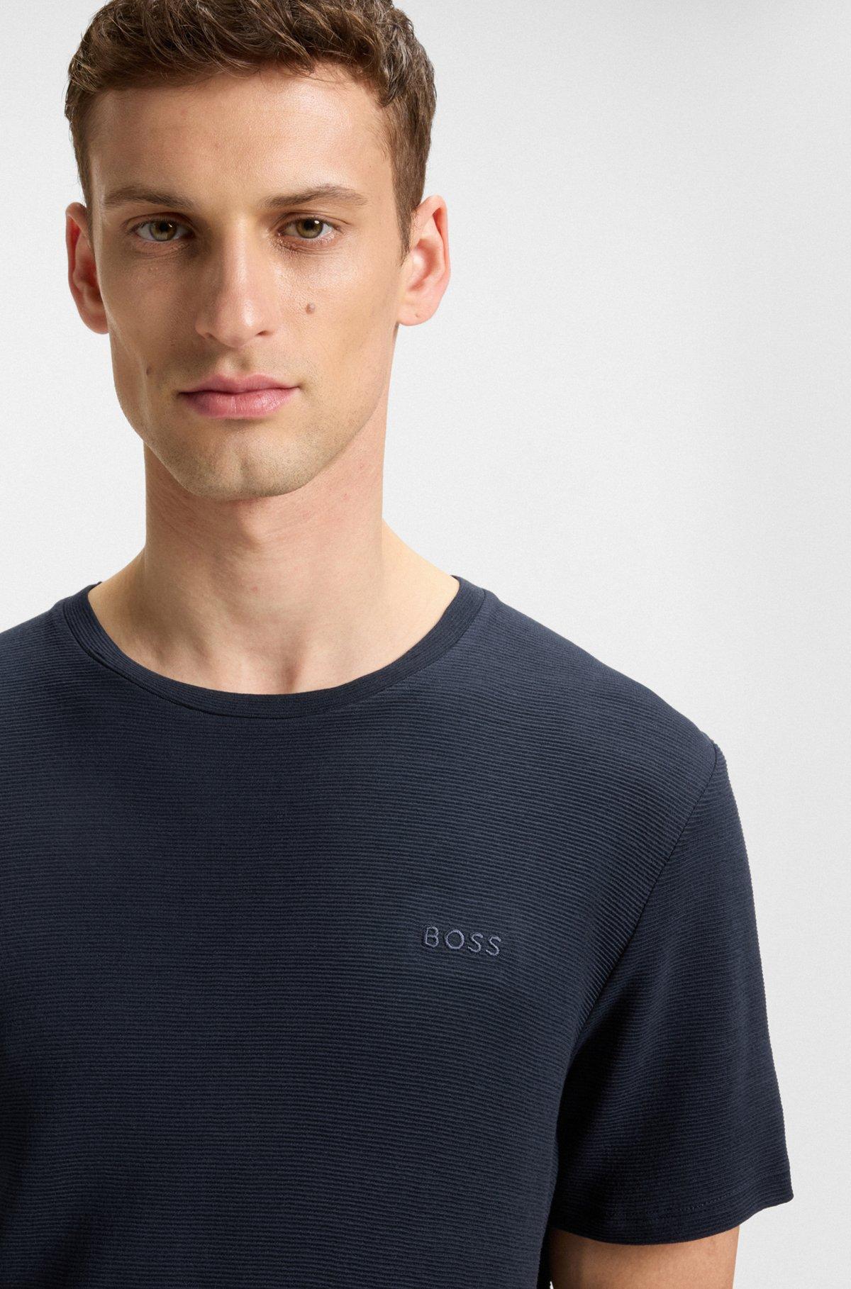 BOSS - Stretch-jersey pajama T-shirt with embroidered logo - Dark Blue Product Image