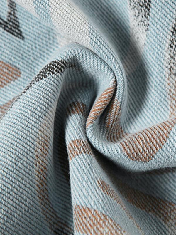 Irregular Print Backless Denim Bandeau Top Product Image