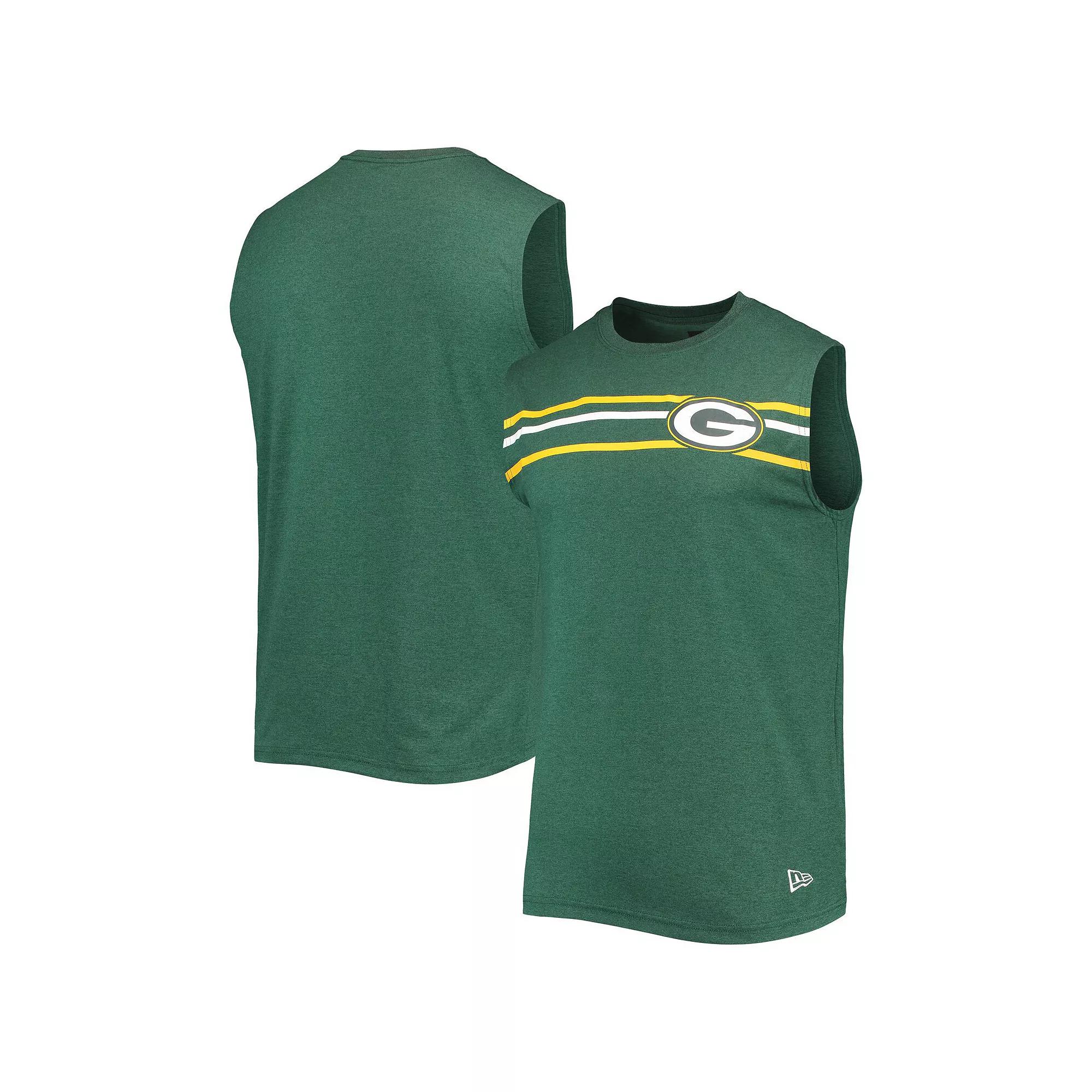 Men's New Era Green Green Bay Packers Brushed Sleeveless Tank Top, Size: Medium Product Image