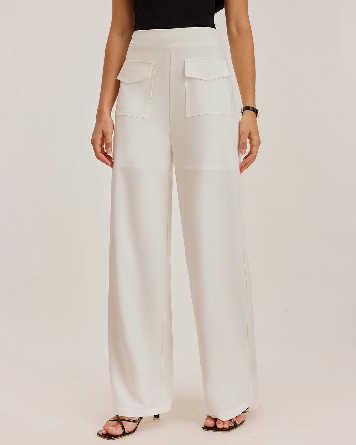 White Straight Pocket Pants Product Image