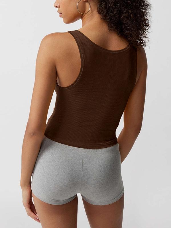 Solid U Neck Slim Tank Top Product Image