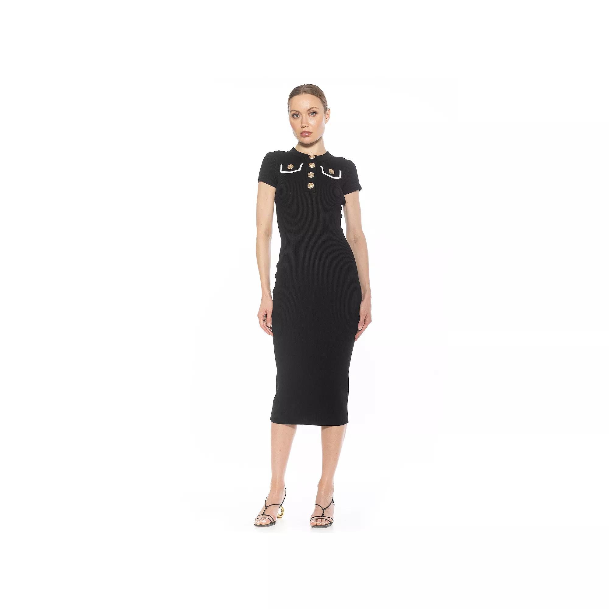 Women's ALEXIA ADMOR Rhys Ribbed Knit Short Sleeve Midi Dress,  Product Image