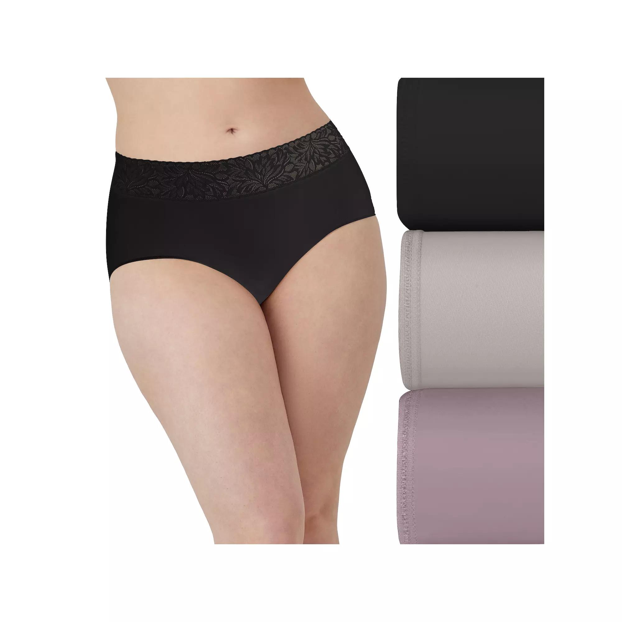 Bali 3-Pack Modern Seamless Lace Trim Brief Underwear DFMLB3, Women's,  Product Image