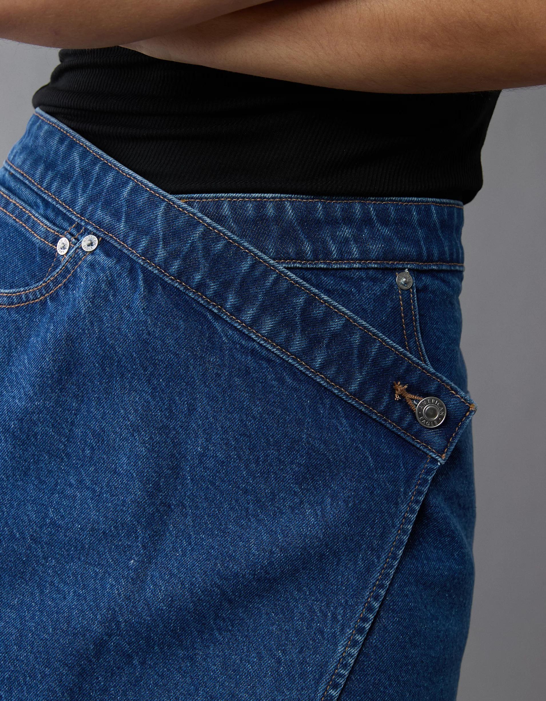 AE Stretch Crossover Denim Mini Skirt Product Image