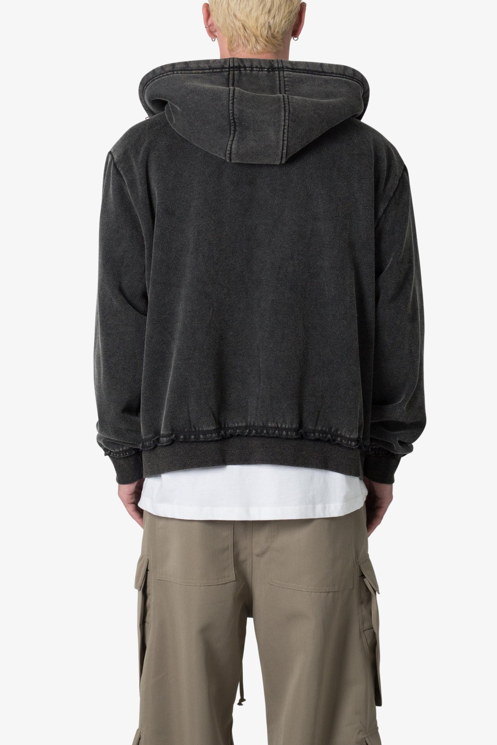 Dual Zipper Hoodie - Washed Black Product Image