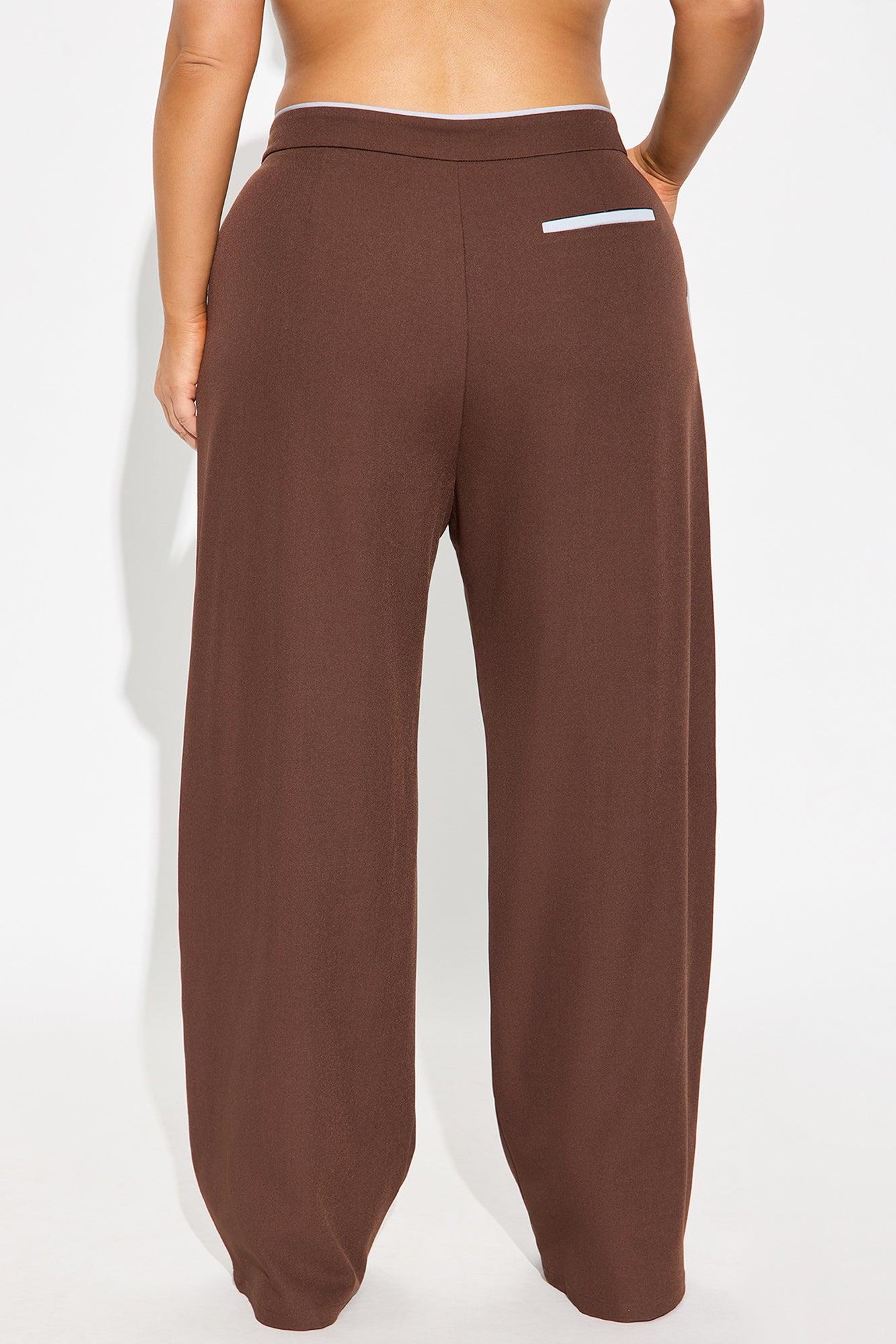 Faye Wide Leg Trouser Pants - Brown/combo Female Product Image