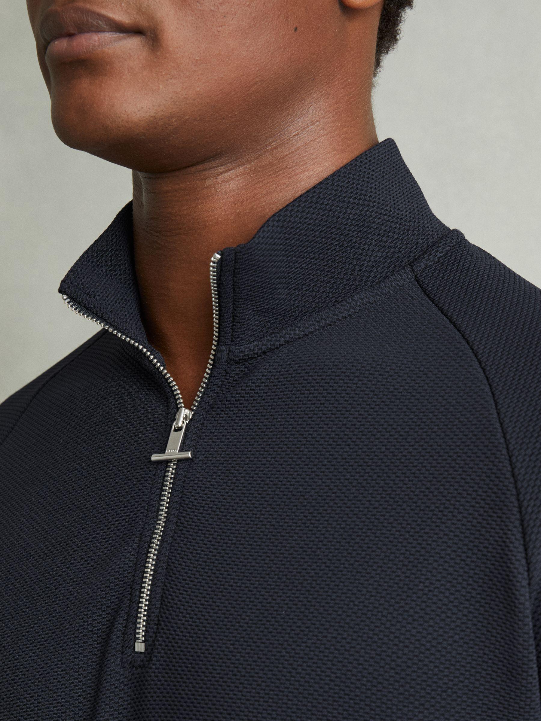 Textured Half-Zip Funnel-Neck Sweatshirt in Navy Product Image