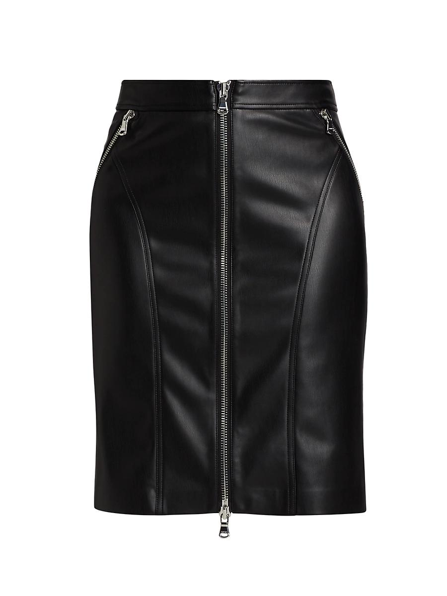 Womens Ambrose Faux-Leather Zip-Front Midi-Skirt Product Image