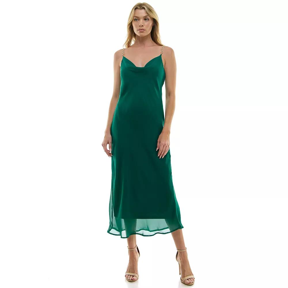 Women's Luxology Novelty Trim Chain Strap Slip Maxi Dress,  Product Image