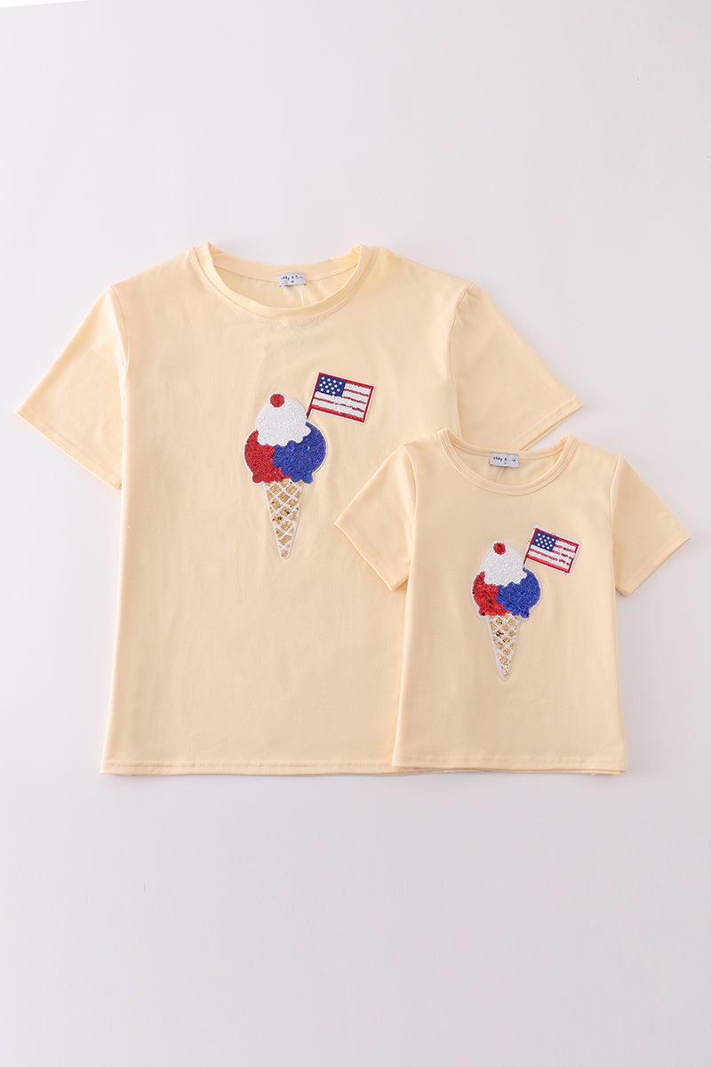 Ice cream flag sequin mom&me top Product Image