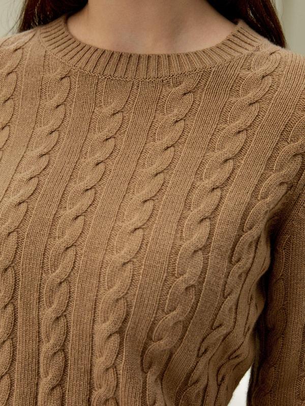 LILYSILK Woolen Pullover - for Women - Camel Cashmere-Wool Blend - Comfortable Ribbed Edges Sweater L Product Image