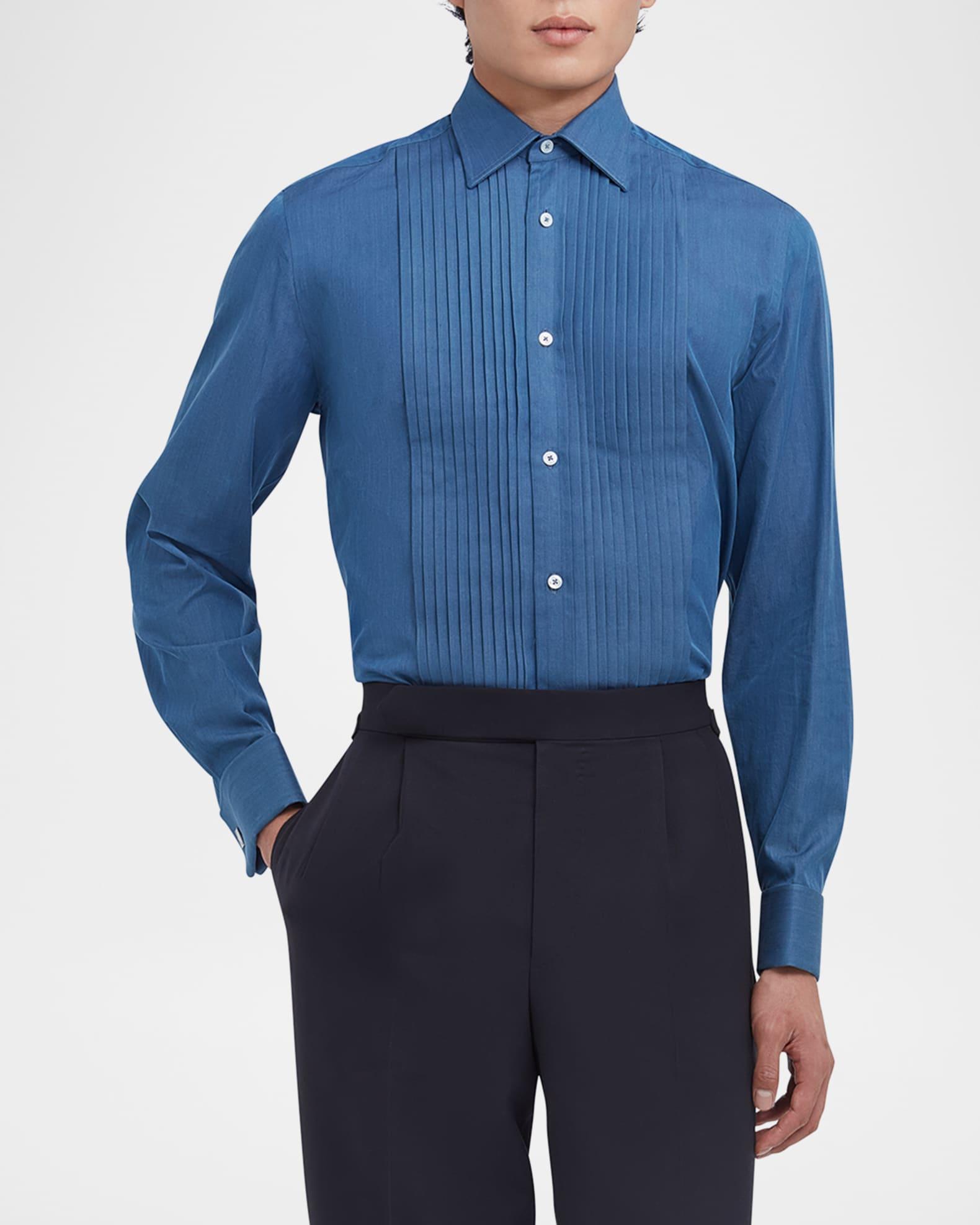 Men's Cotton Chambray Bib-Front Dress Shirt Product Image