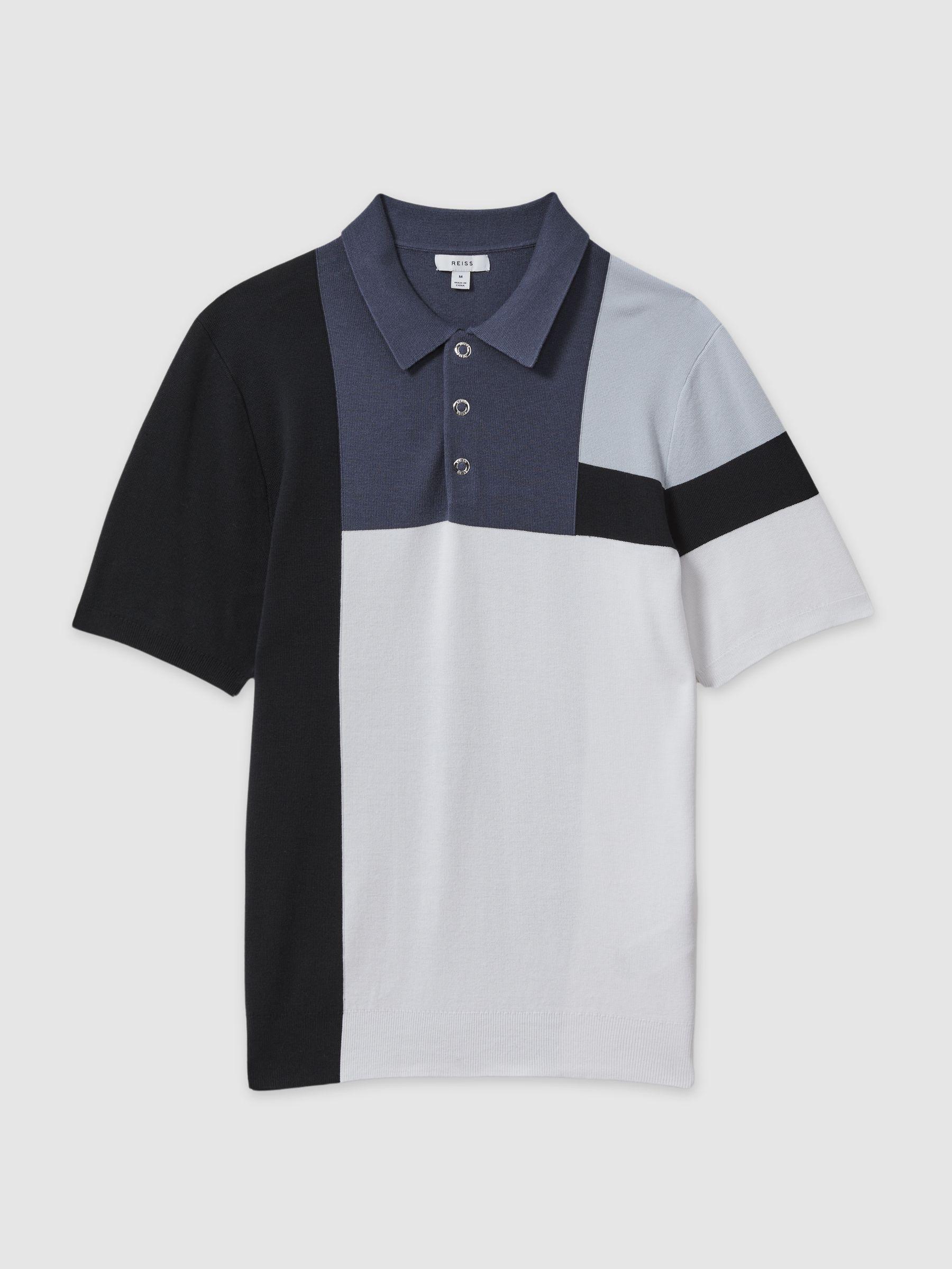 Colourblock Polo Shirt in Blue Multi Product Image