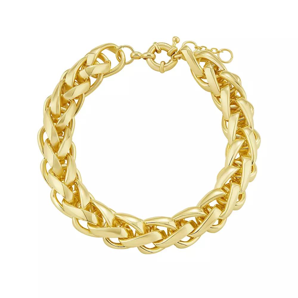 Emberly Gold Tone Polished Wheat Chain Bracelet, Women's, Yellow Product Image