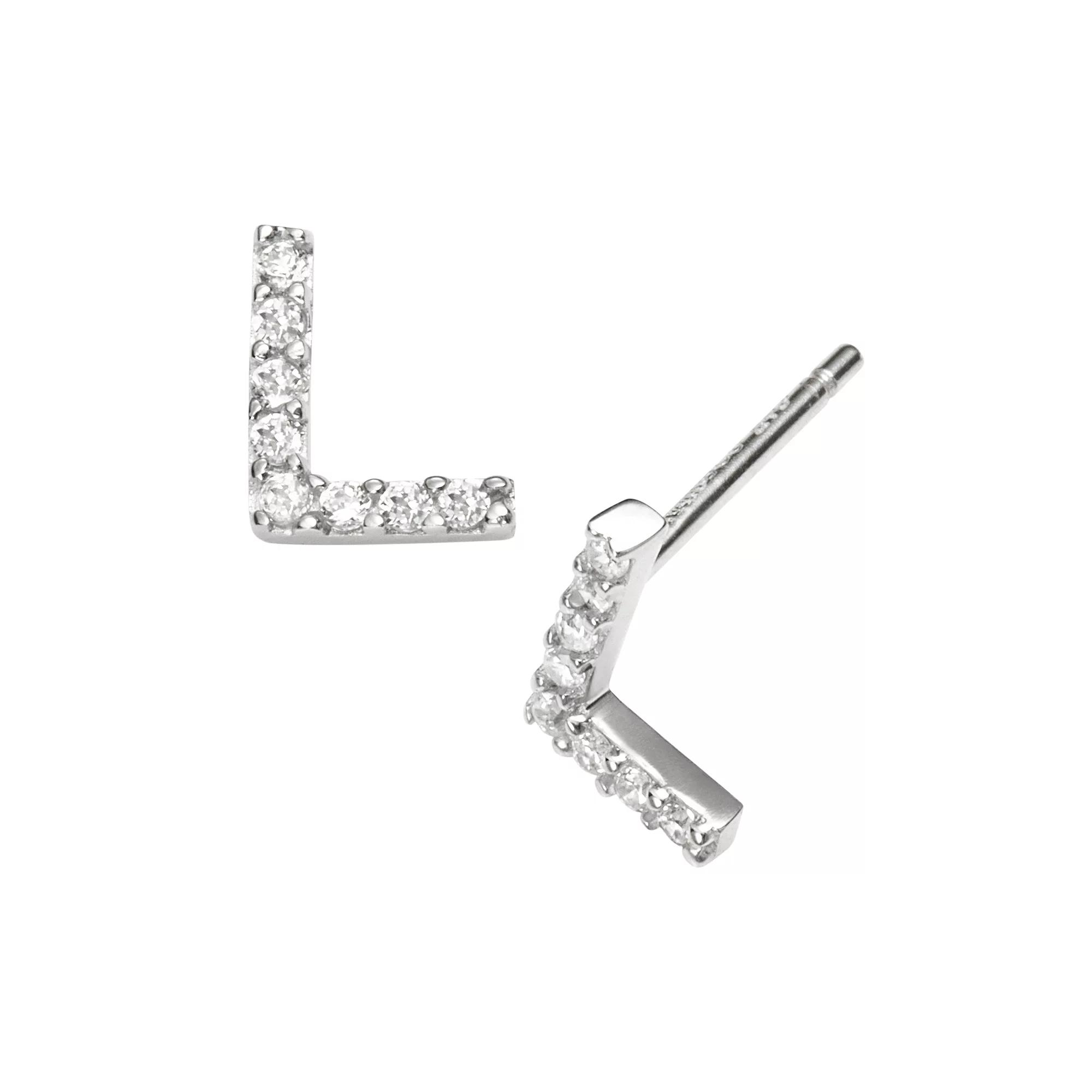 Sophie Miller Sterling Silver Cubic Zirconia Initial Stud Earrings, Womens Product Image
