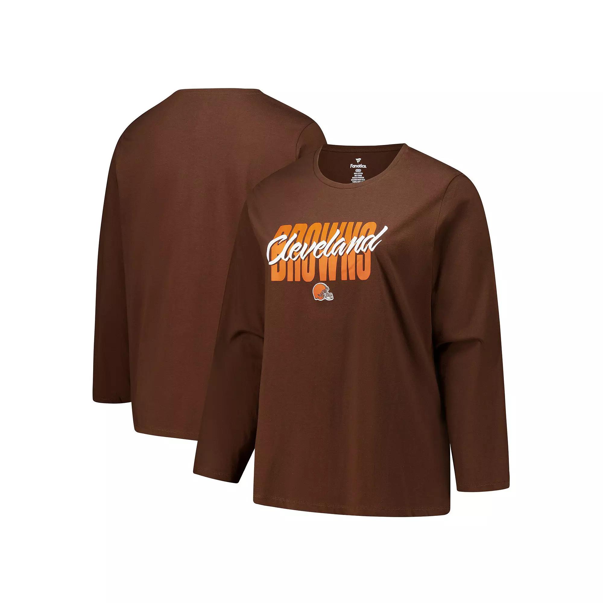 Women's Fanatics Brown Cleveland Browns Long Sleeve Scoop Neck T-Shirt,  Product Image