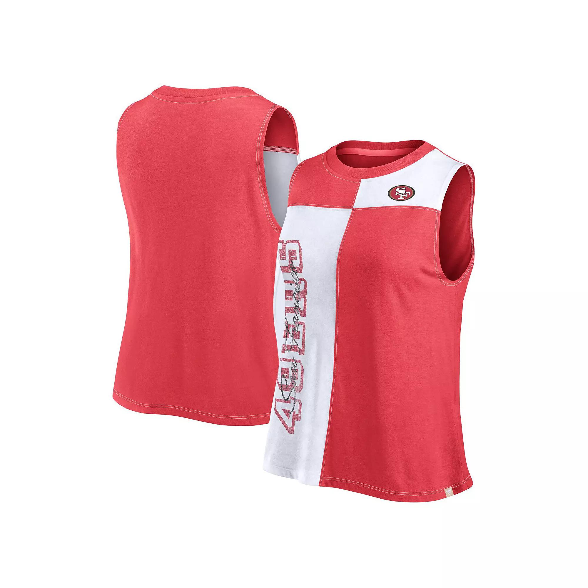 Women's Fanatics Scarlet/White San Francisco 49ers Script Color Block Tank Top,  Product Image