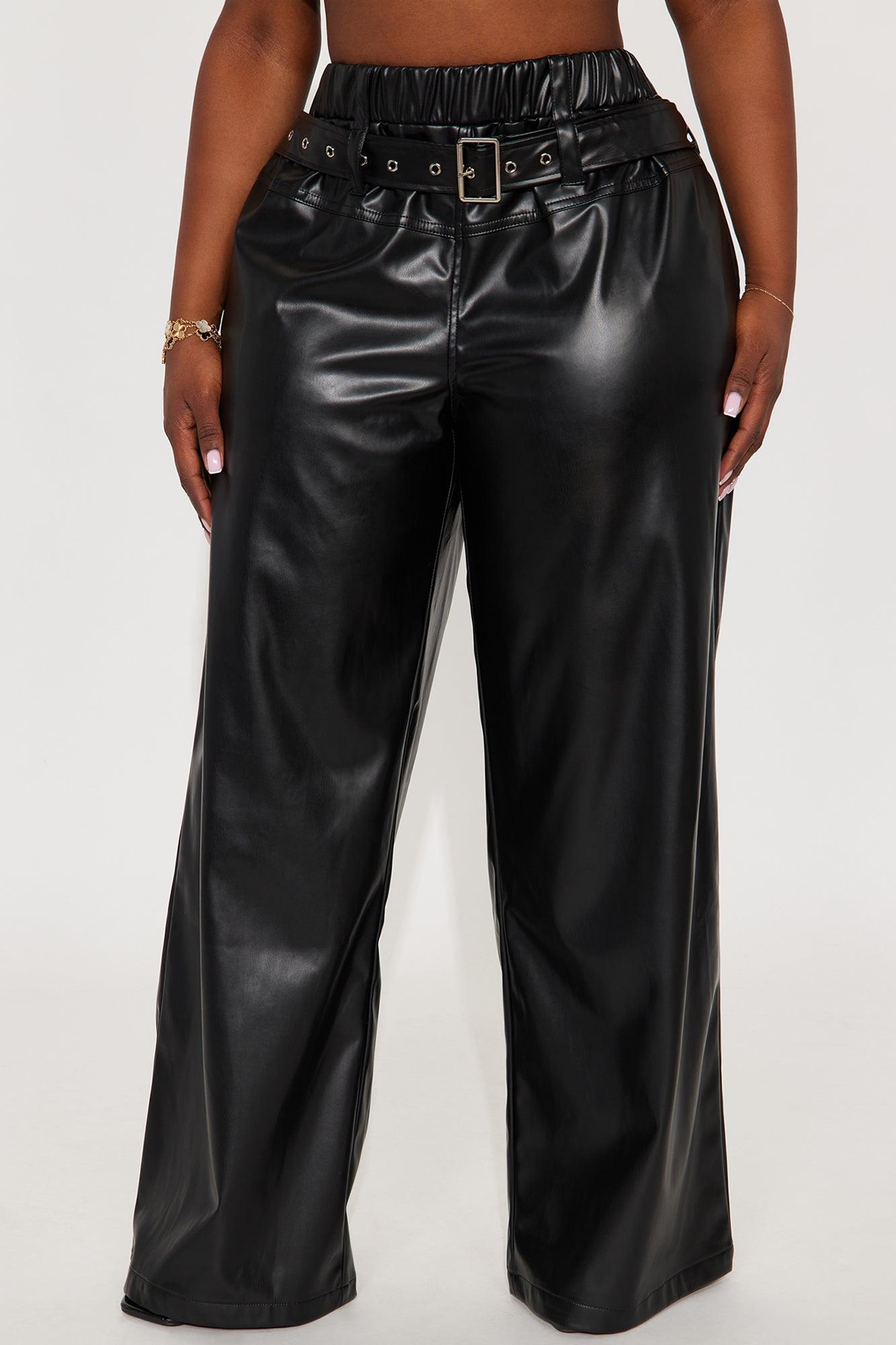 Set Standards Faux Leather Wide Leg Pant - Black Female Product Image