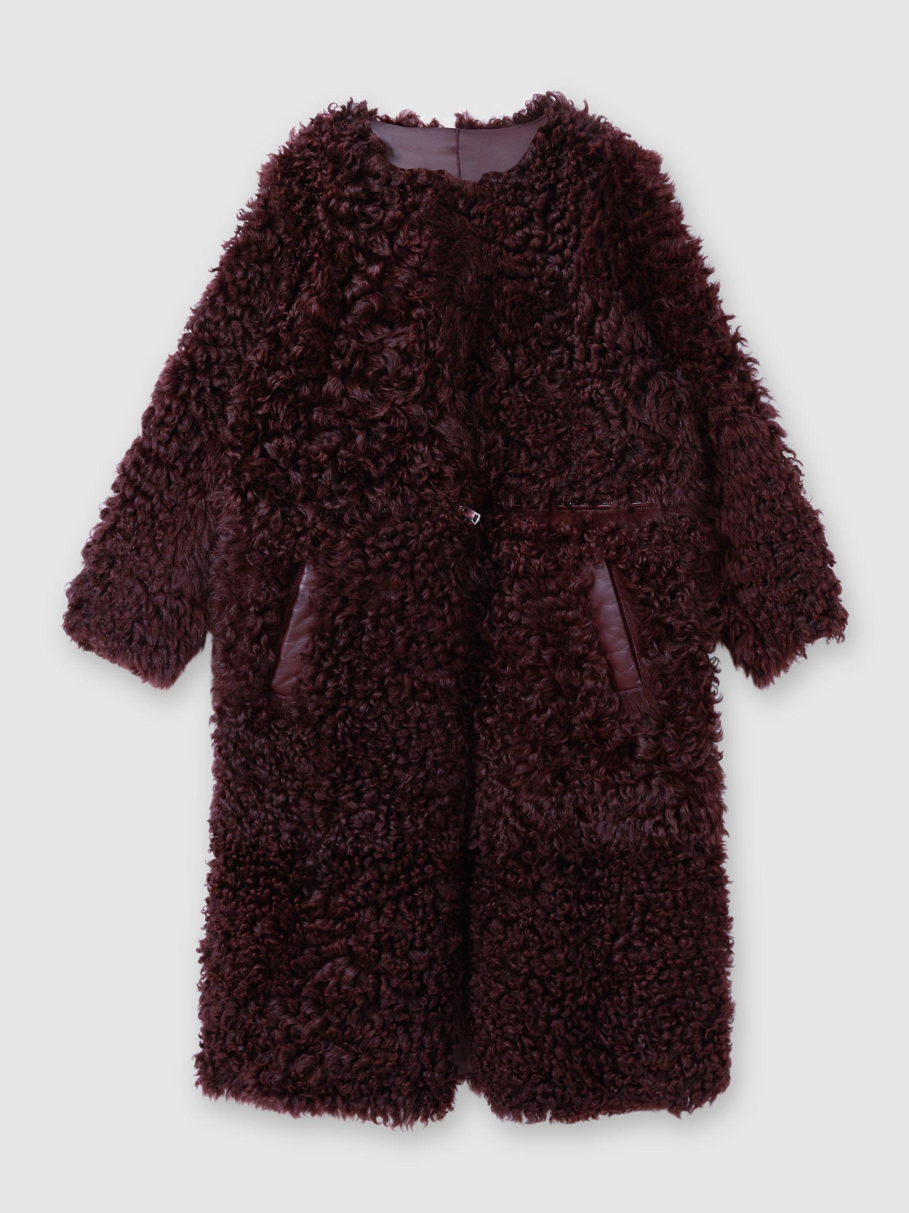 Atelier Shearling Convertible Coat in Burgundy Product Image