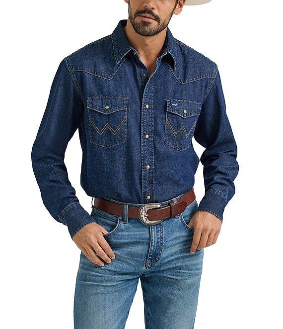 Wrangler® Long Sleeve Denim Western Shirt Product Image