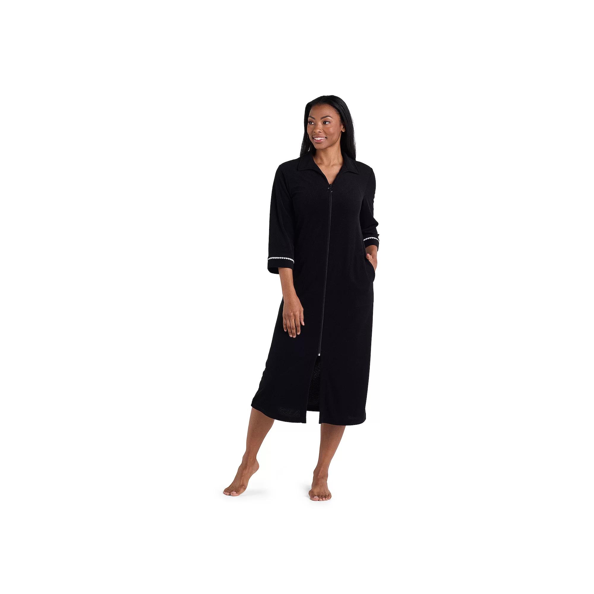 Women's Miss Elaine Essentials Terry Long Zip Robe,  Product Image