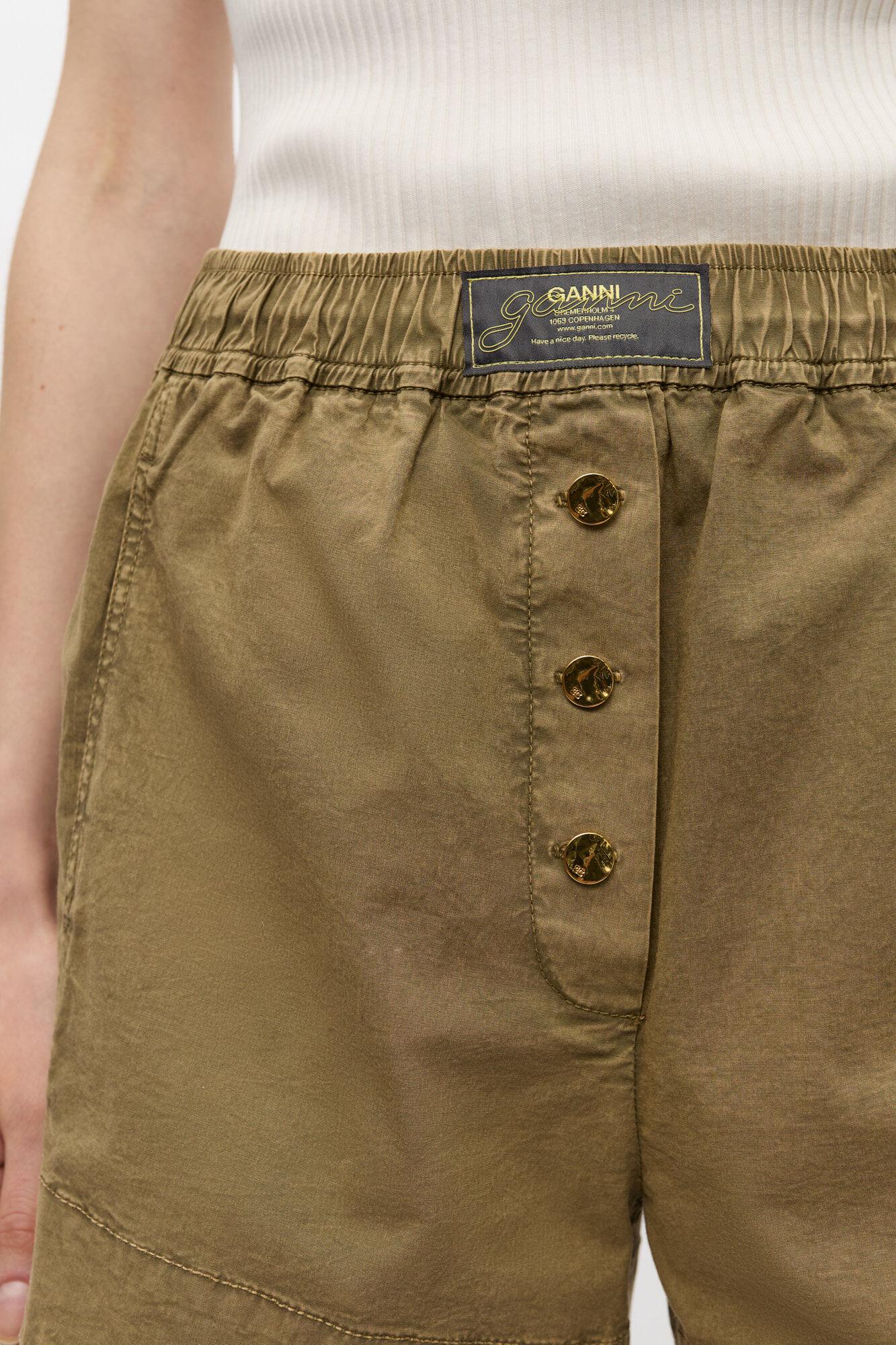 Green Washed Cotton Shorts Product Image