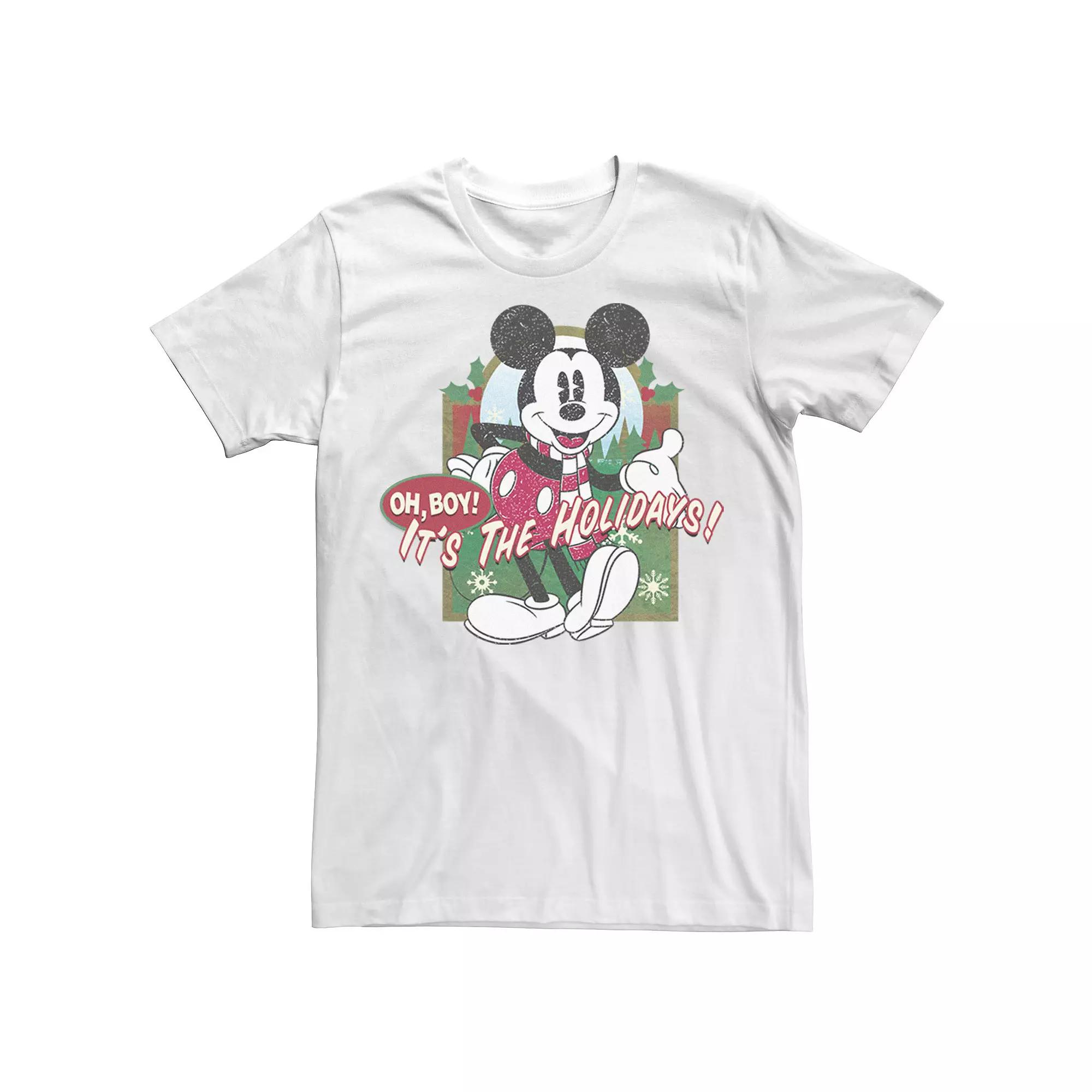 Disney's Mickey Mouse Oh Boy It's The Holidays Christmas Men's Tee,  Product Image