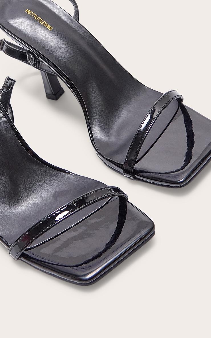 Black PU Square Toe Barely There Mid Heeled Sandals Product Image