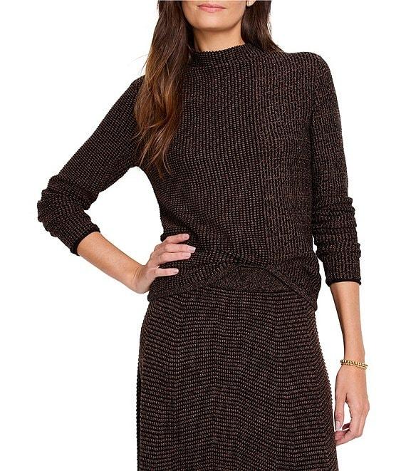 NIC + ZOE Pixel Knit Funnel Neck Long Sleeve Sweater Product Image