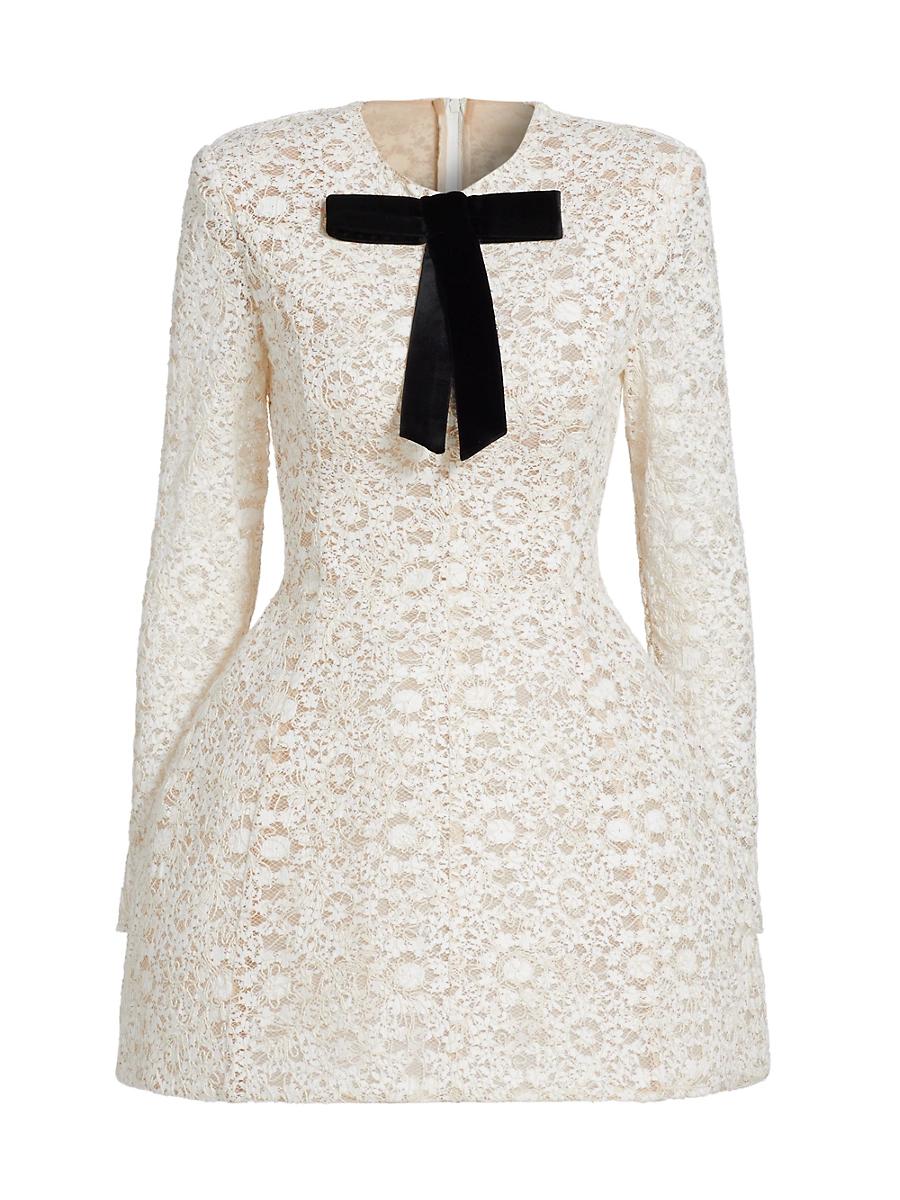 Womens Courtney Blanc Lace Bow Minidress Product Image
