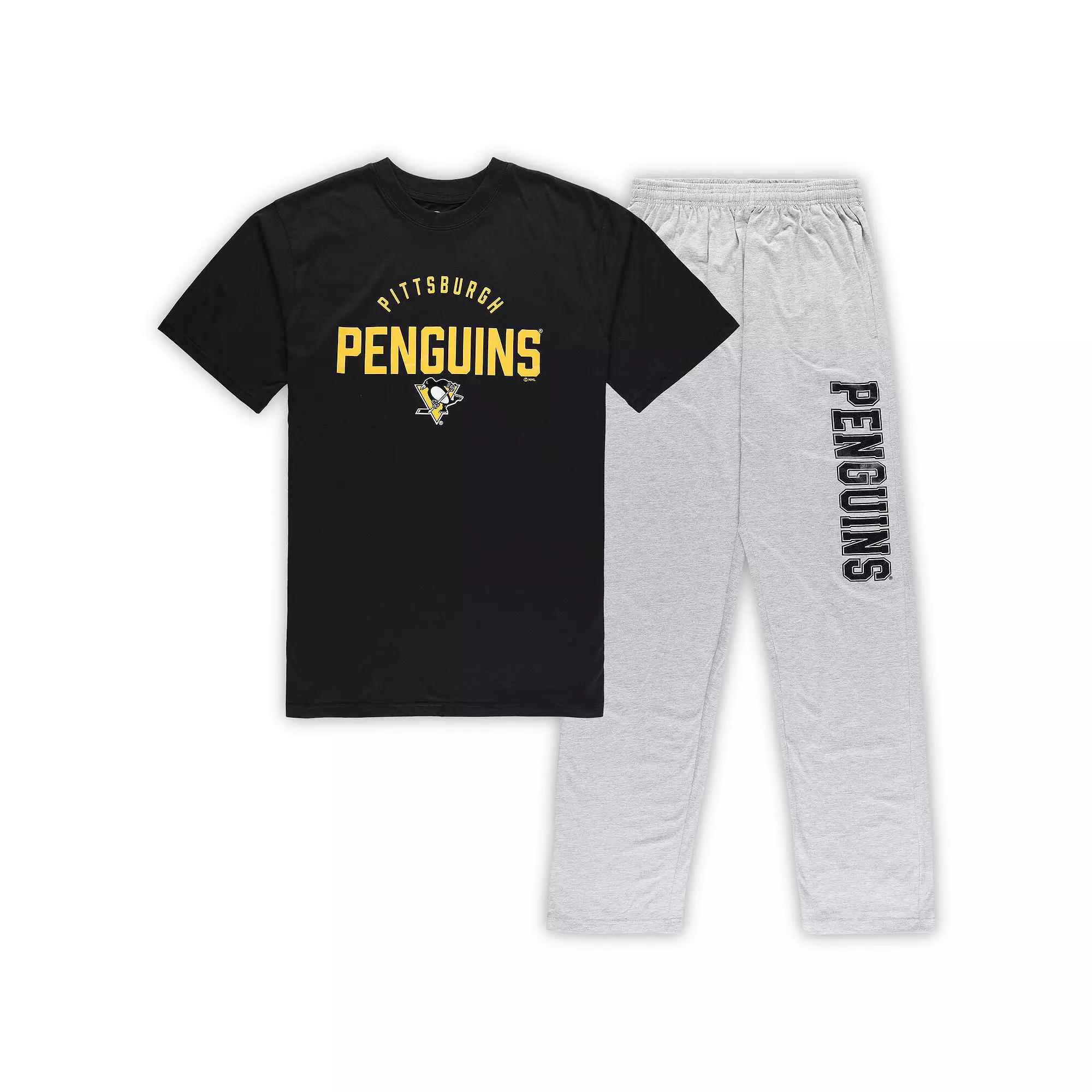 Men's Pittsburgh Penguins Black/Heather Gray Big & Tall T-Shirt & Pants Lounge Set, Size: 2XLT Product Image