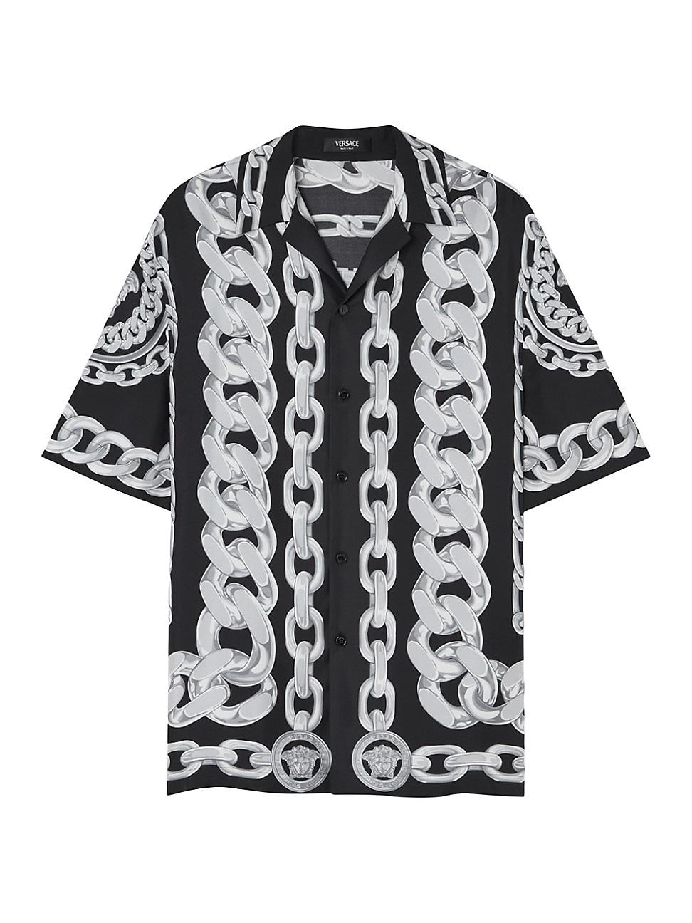 Mens Medusa Chains Print Silk Twill Shirt Product Image