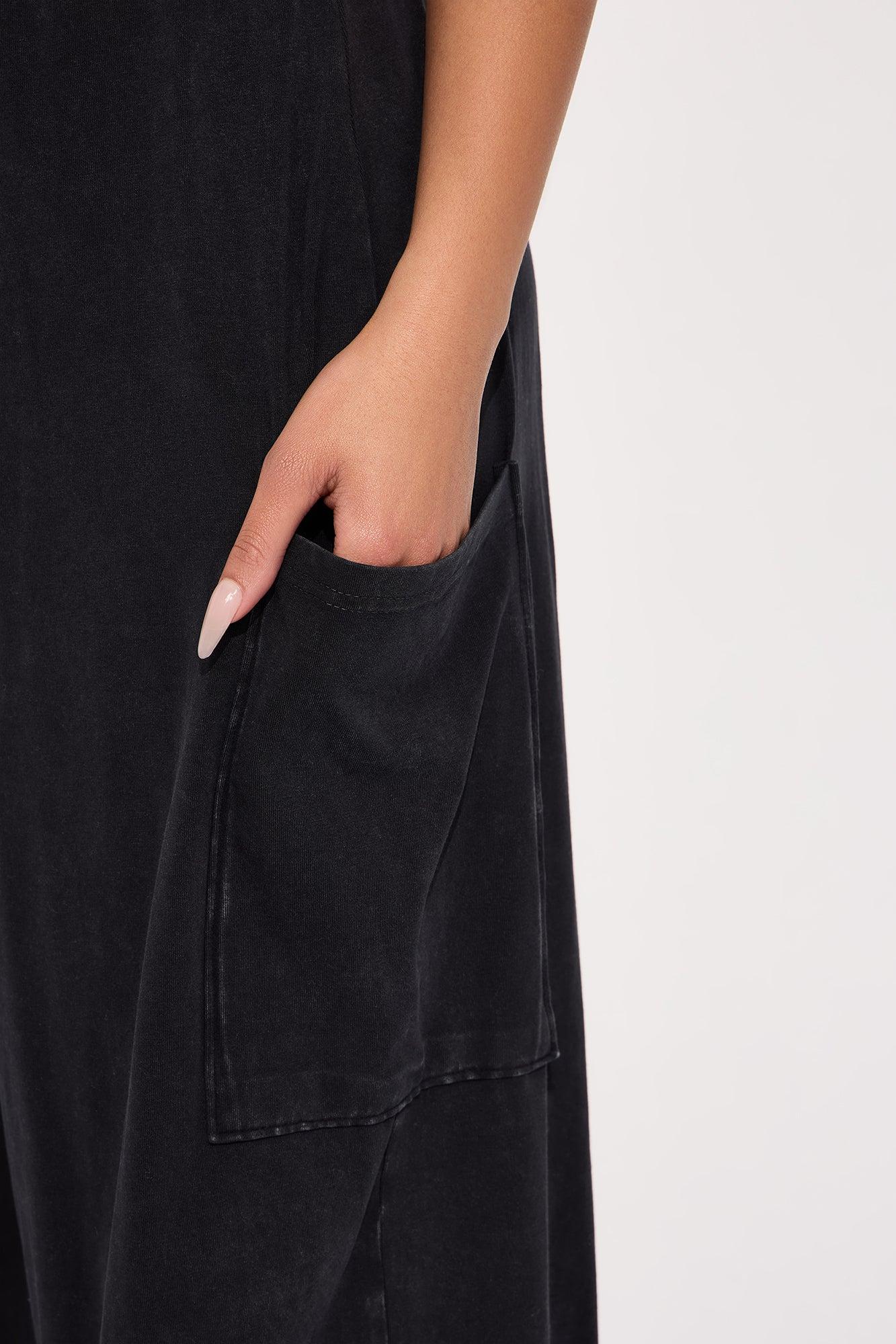 Lounge With Me Washed Jumpsuit - Black Product Image