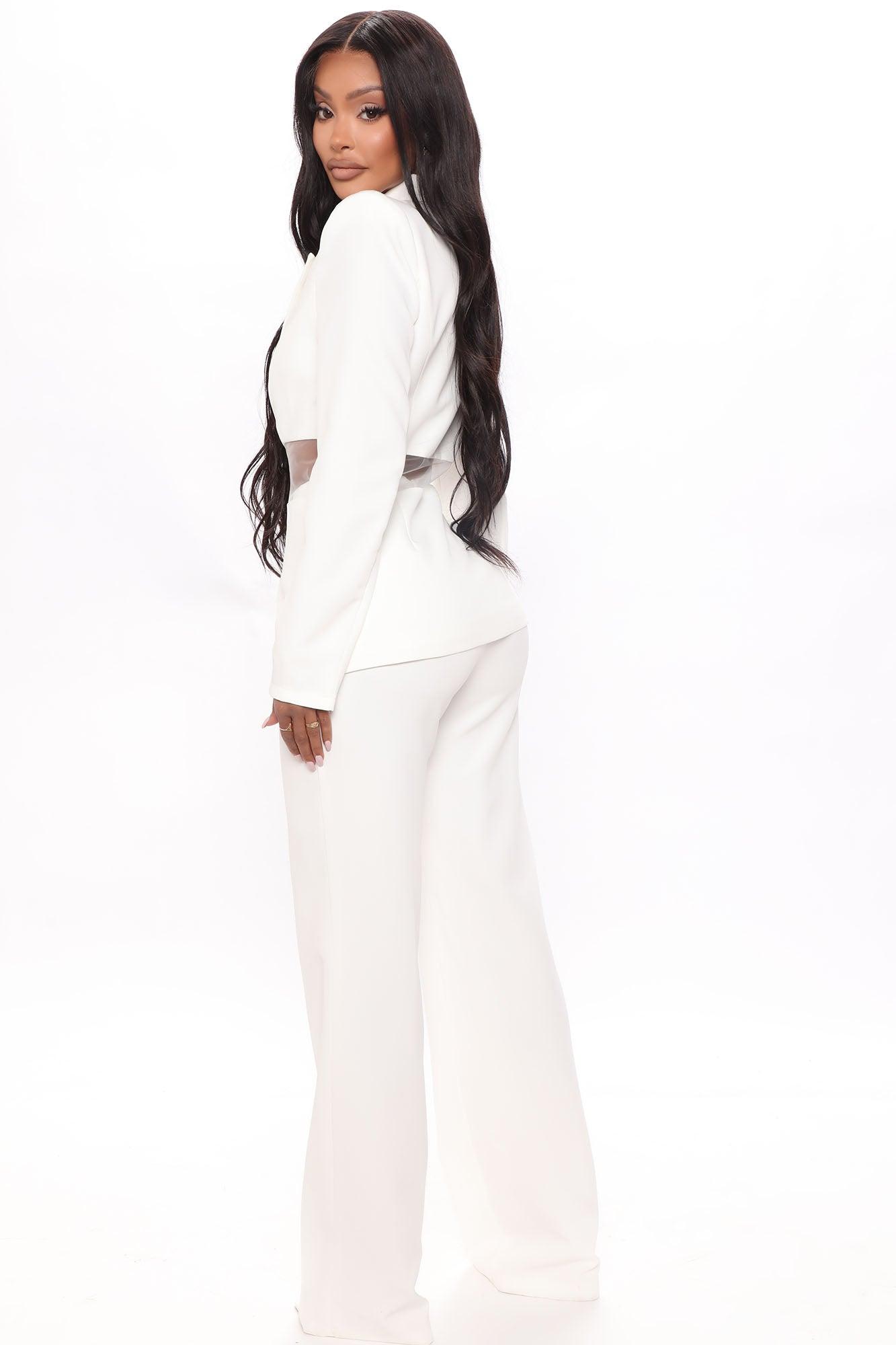 Big Plans Blazer Pant Set - White Product Image